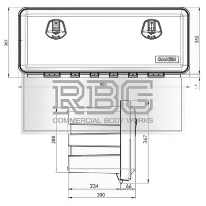 DAKEN Toolbox JUST 900 x 367 x 300 Lorry Side Locker Truck Storage Box Tool Box