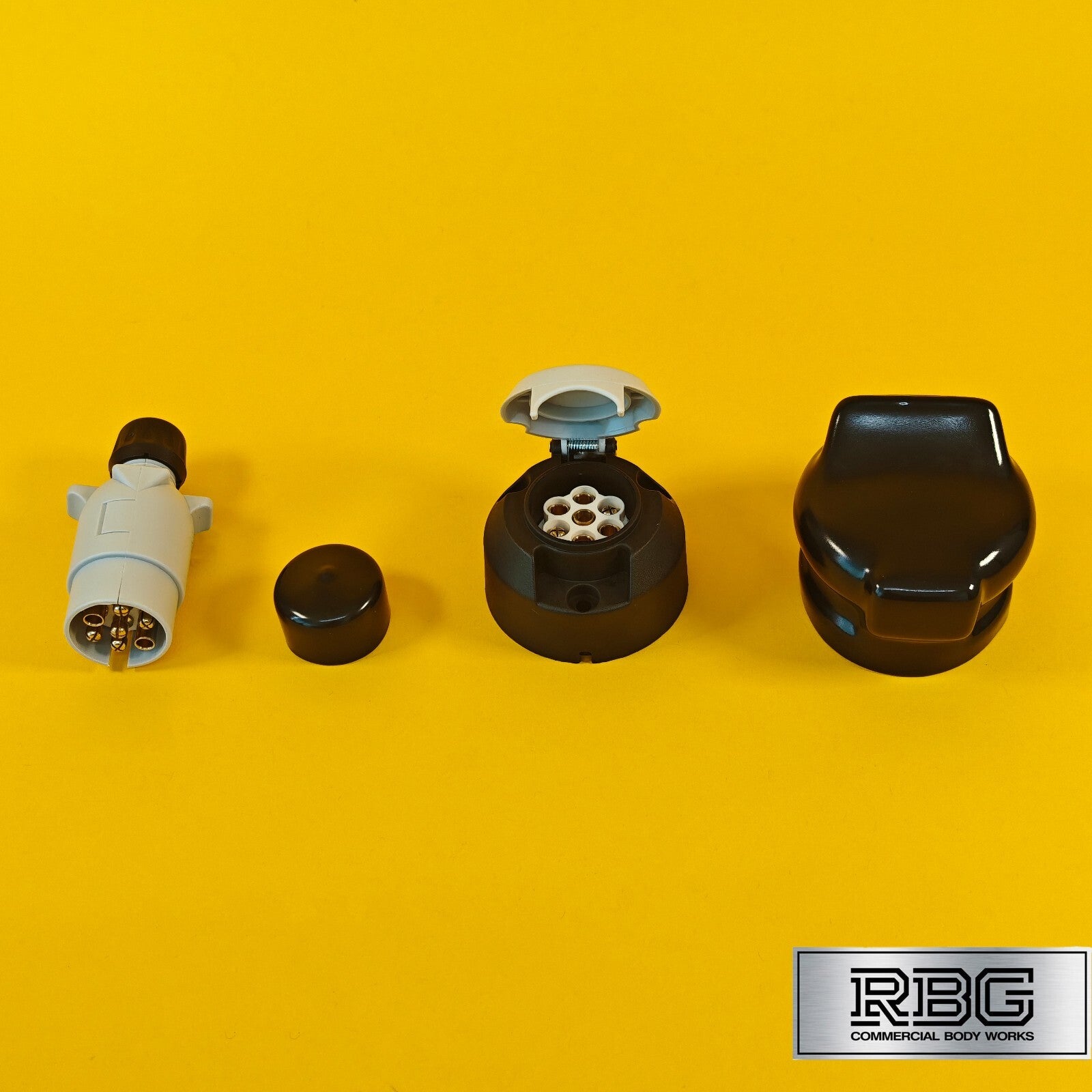 7 Pin Socket & Plug + PVC Socket & Plug Covers SET 12S Type For Trailer Towing
