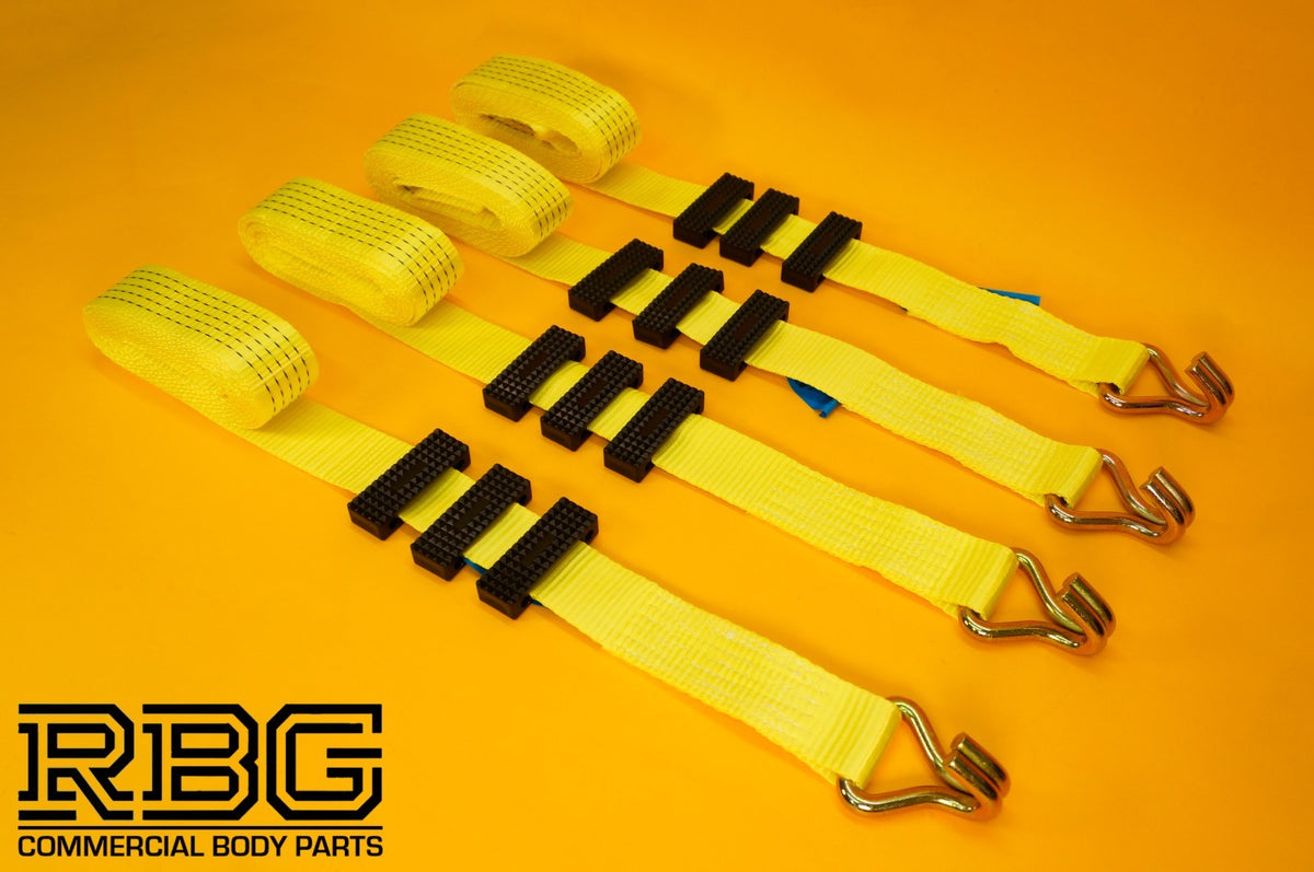 4x Tie Down Ratchet Strap 5T 4mx50mm Over Wheel + Axle Recovery Strap 1mx50mm