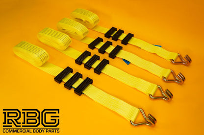 4x Tie Down Ratchet Strap 5T 4mx50mm Over Wheel + Axle Recovery Strap 1mx50mm