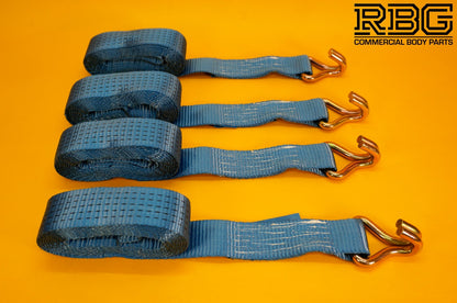 Recovery Ratchet Strap SET 4Pcs Tie Down 5ton High-Visibility Blue Safety Straps