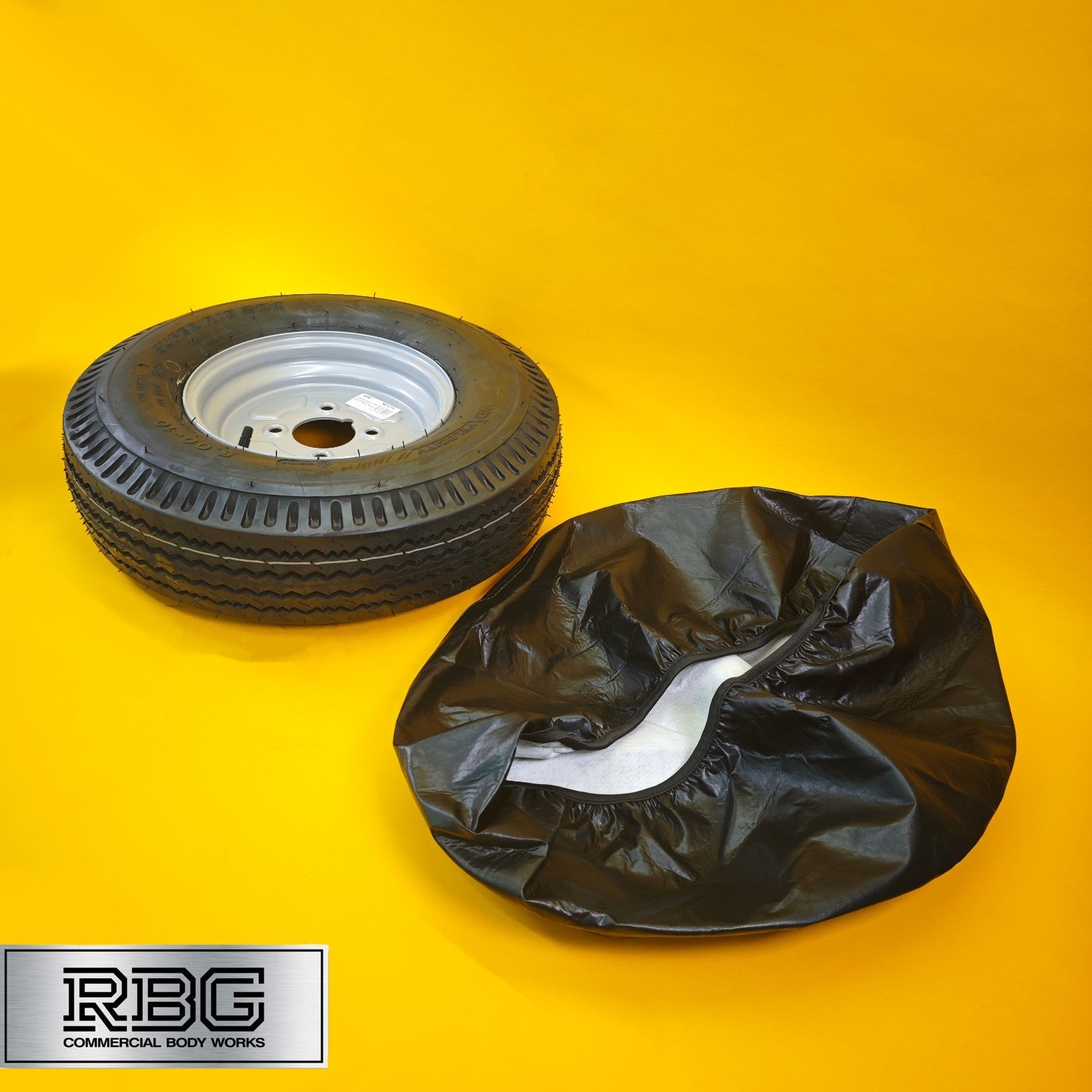 Wheel & Tyre + Cover 500x10 Inch for Trailers 4 Ply 4 Studs 4″ PCD Diameter 10″