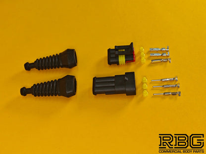 SuperSeal Plug Kit Pair Female/Male 3 Way With Protective Boots AMP Wiring IP67