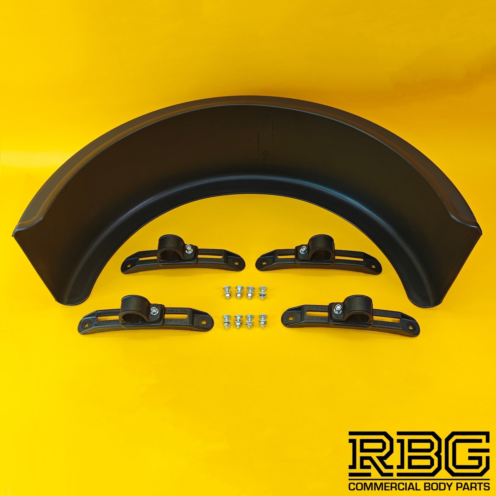 Single Wheel Round Mudguard + Brackets with Plastic Clasp 840x270mm Domar Truck