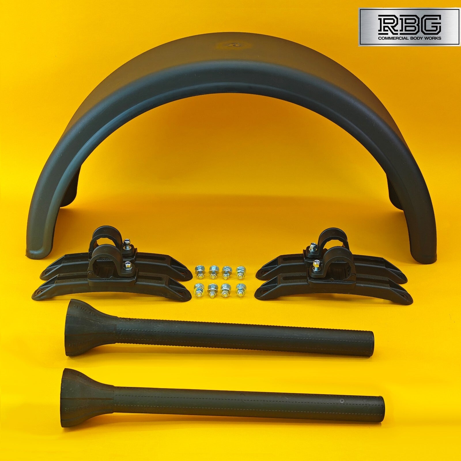 Single Wheel Round Mudguard + Brackets & Wing Stays 840x270mm Domar Truck