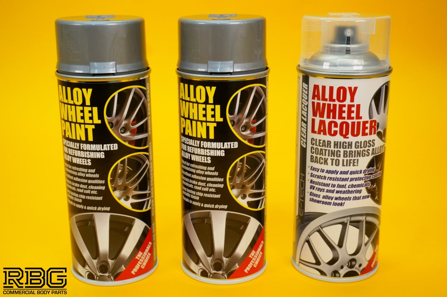 2x Alloy Wheel Paint METALLIC SILVER + 1x Clear Lacquer Spray Refurbishment Kit
