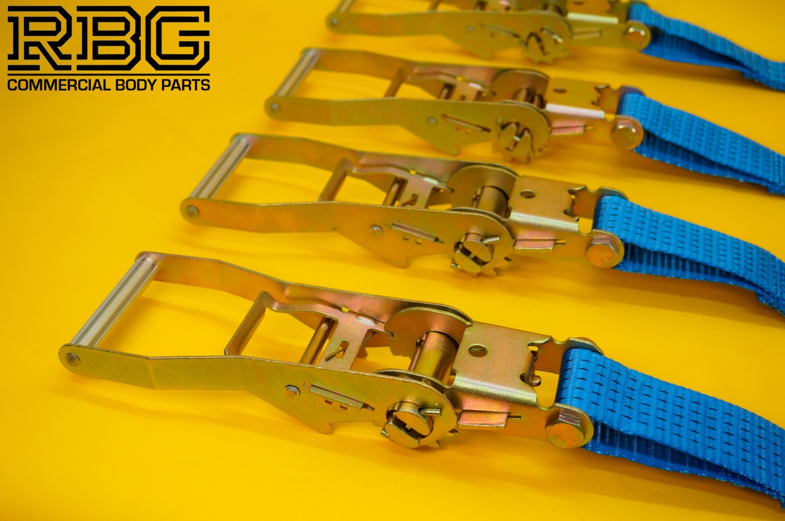 Ratchet Strap Recovery 5Ton Tie Down Over Wheel Hi-Vis Blue XL Ratchet 4Pc SET