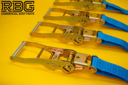 Ratchet Strap Recovery 5Ton Tie Down Over Wheel Hi-Vis Blue XL Ratchet 4Pc SET