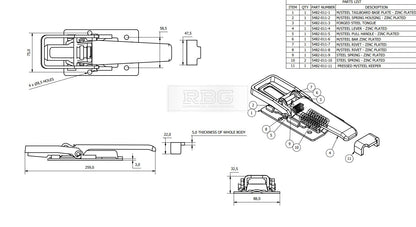 Dropside Lock Pesca Plant On Steel Tailboard Catch Truck Trailer Drop Side Latch