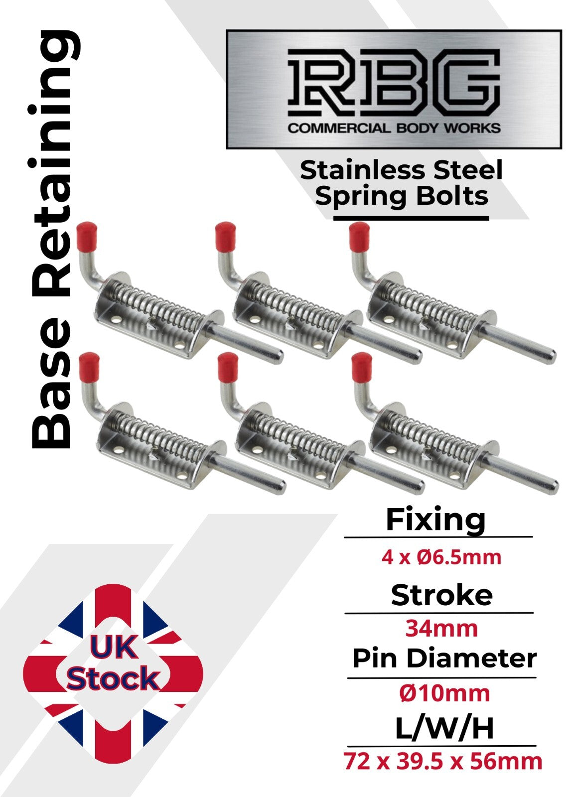 Spring Loaded Retaining Shoot Bolts - Gate Door Catch Stable Horse Box Trailer