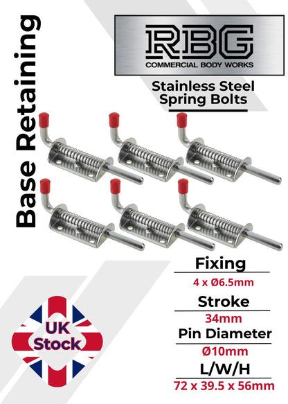 Spring Loaded Retaining Shoot Bolts - Gate Door Catch Stable Horse Box Trailer