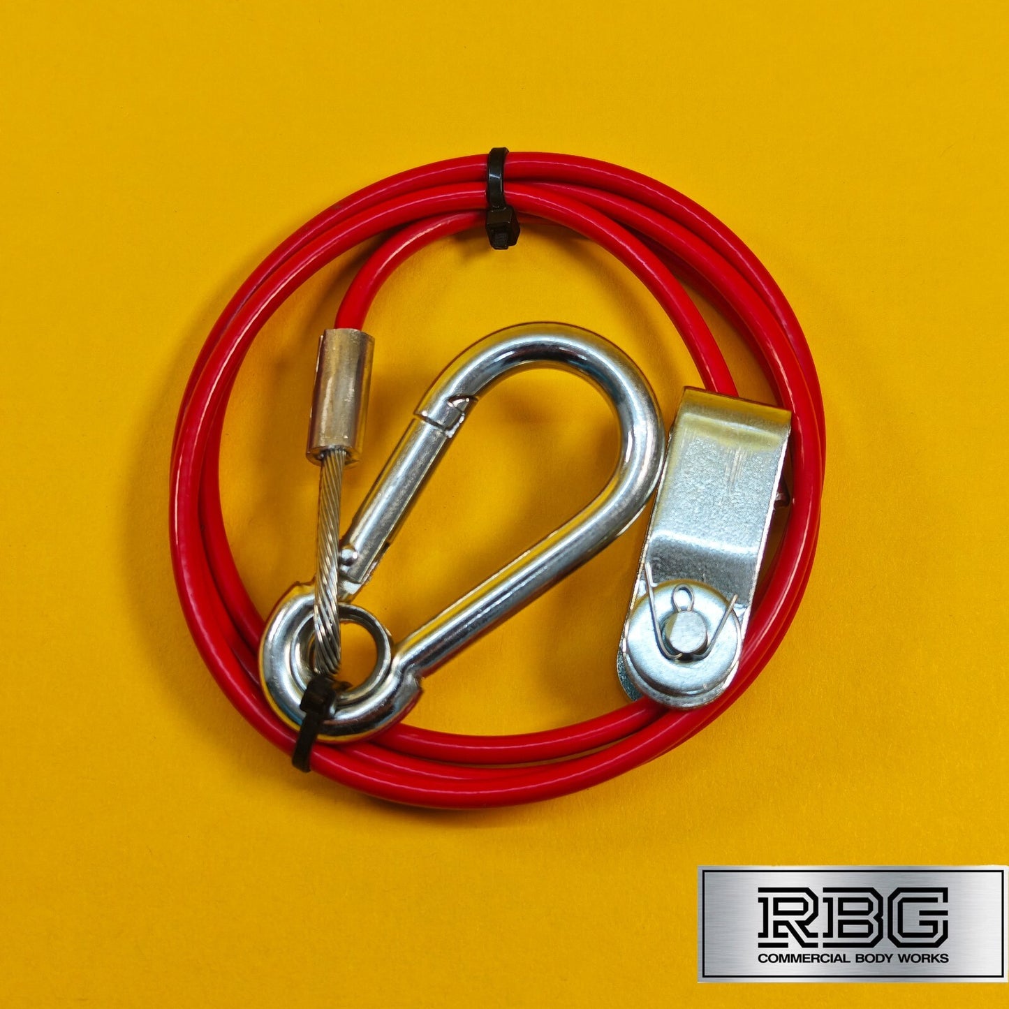 Breakaway Cable Red PVC 1m x 3mm With Carabiner & Clevis for Trailer Caravan UK