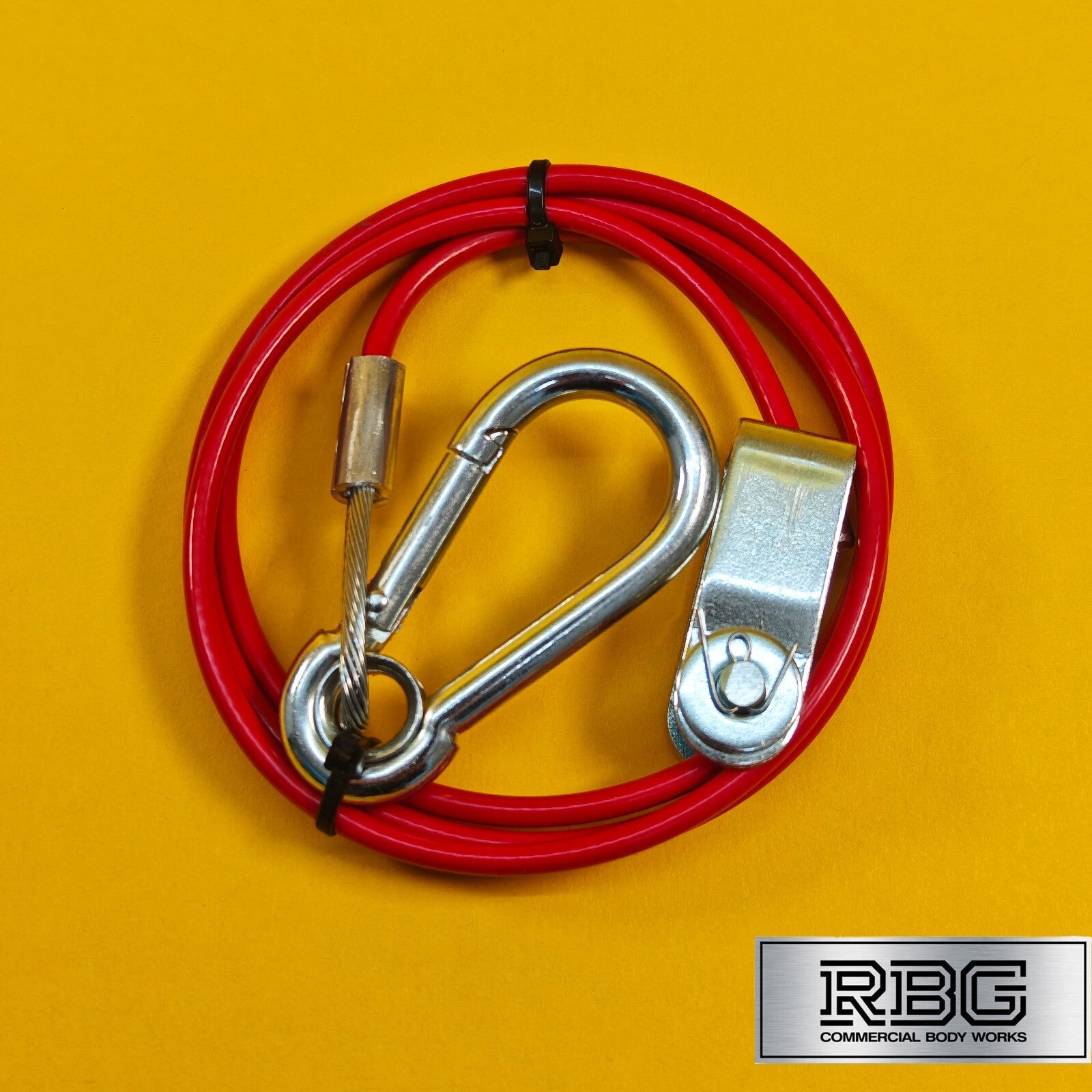 Breakaway Cable Red PVC 1m x 3mm With Carabiner & Clevis for Trailer Caravan UK