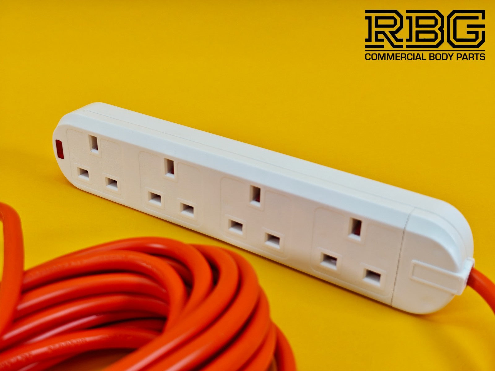Camping 4 Way Extension Lead 10m Orange Cable 4 Gang 13A Power Sockets Caravan
