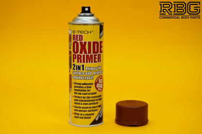 Red Oxide Primer Spray Anti Corrosion Restoring Steel Metal Iron Surfaces E-TECH