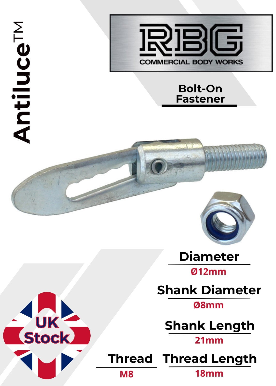 Antiluce™ Fasteners, Z/P Drop Lock Horsebox, Trailer, Pickup Tailgate Anti-Luce