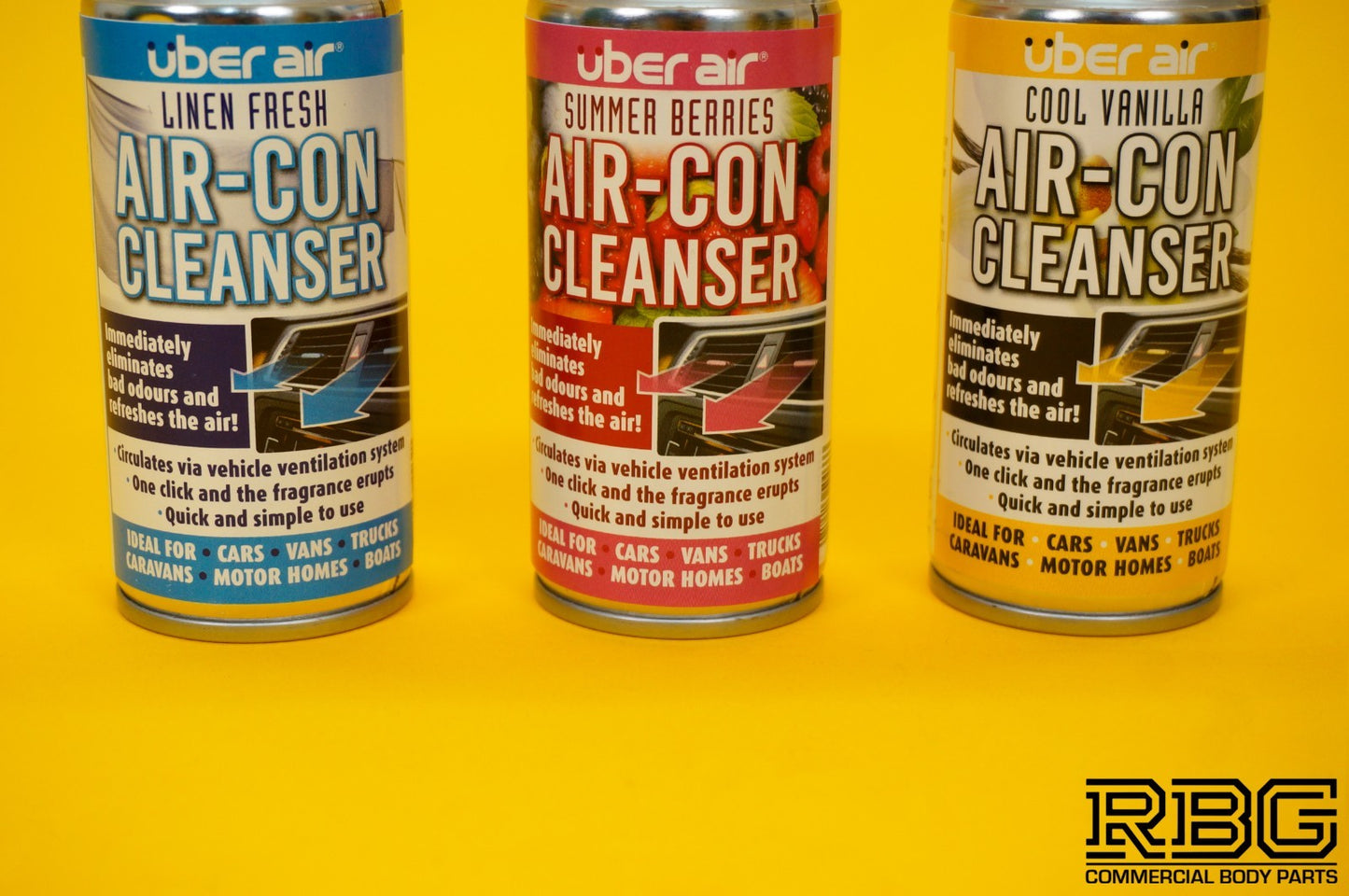 Air-Con Cleanser SET of Cool Vanilla + Summer Berries + Fresh Linen Uber Air Car