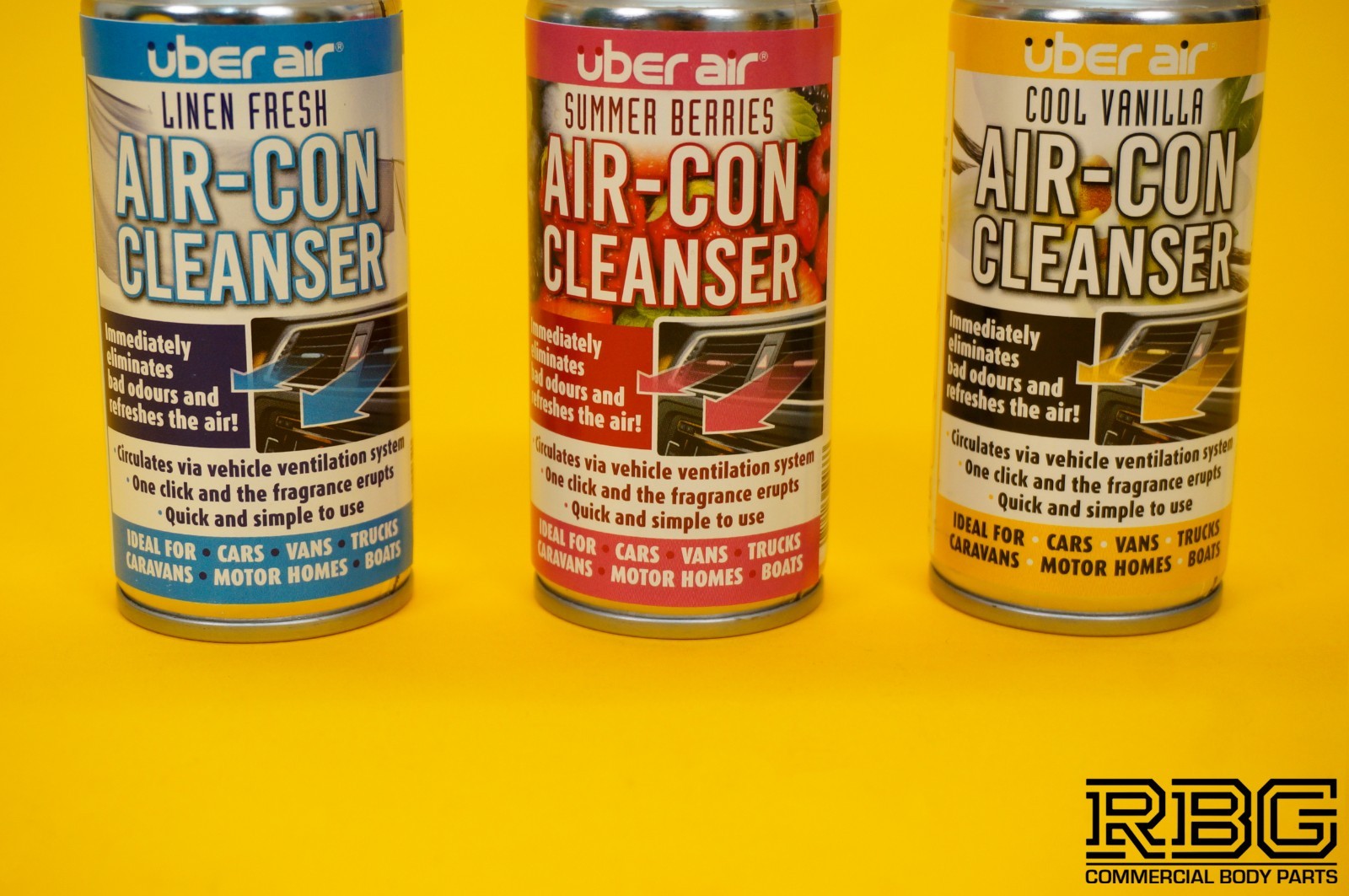 Air-Con Cleanser SET of Cool Vanilla + Summer Berries + Fresh Linen Uber Air Car