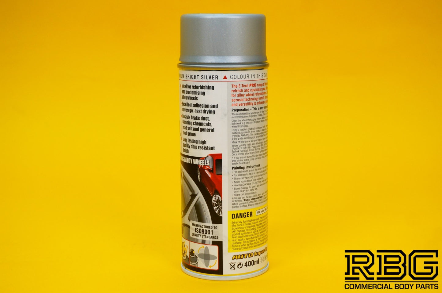 PRO Alloy Wheel Paint CHROMIUM BRIGHT SILVER Refurbish & Refresh Spray E-TECH