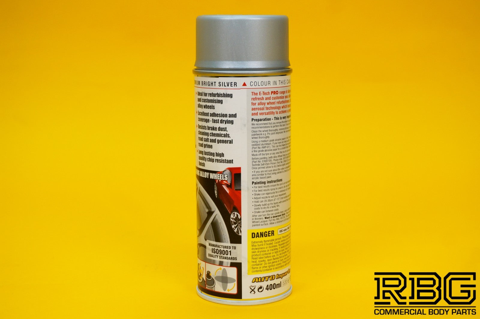 PRO Alloy Wheel Paint CHROMIUM BRIGHT SILVER Refurbish & Refresh Spray E-TECH