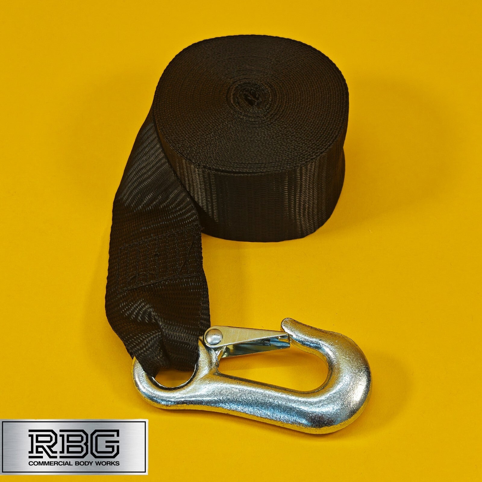 Winch Strap with Hook 7m Long x 50mm Width 1500kg Breaking Strain for Trailers