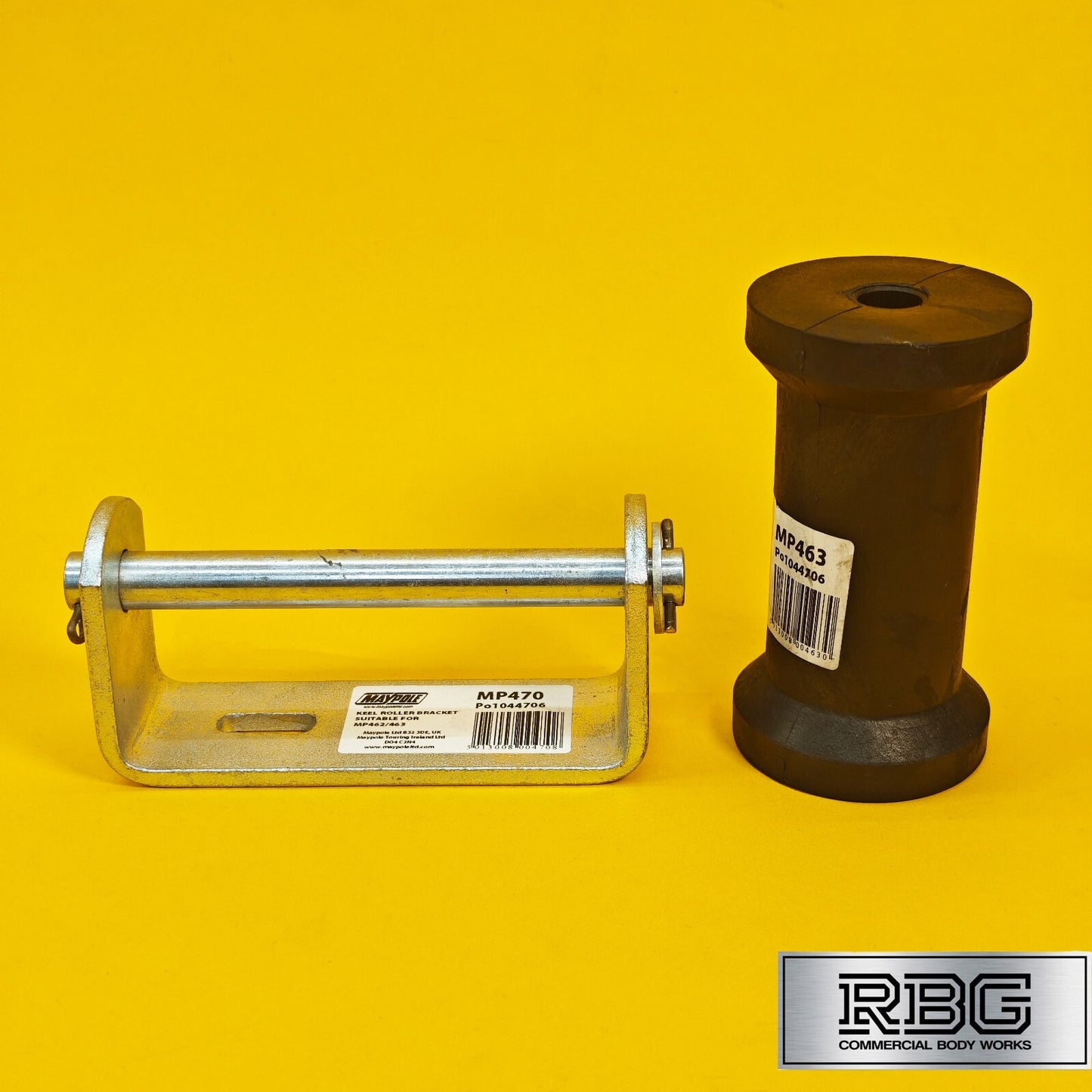 Keel Roller + Bracket 16mm Bore for Boat Trailers Flat Non-Marking Polyurethane