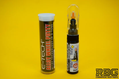 Alloy Wheel Paint Touch-Up Stick BLACK + Repair Putty Filler 10cm Tube E-TECH