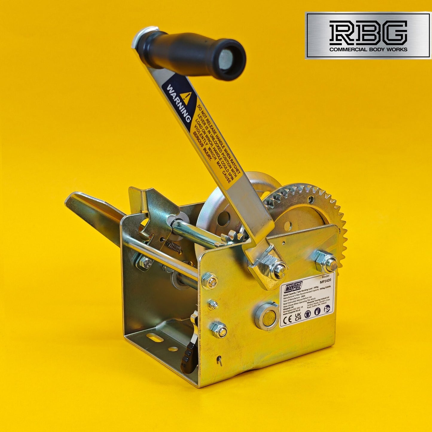 2000Lb Professional Hand Winch 900Kg With Hand Brake Dual Speed Heavy Duty UK