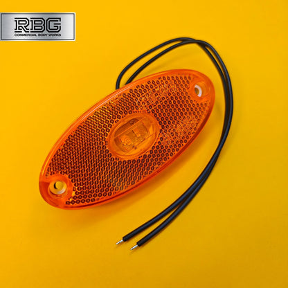 Side Marker Light Oval Amber LED Slim Line WAS 12/24V Lamp for Trailer Caravan