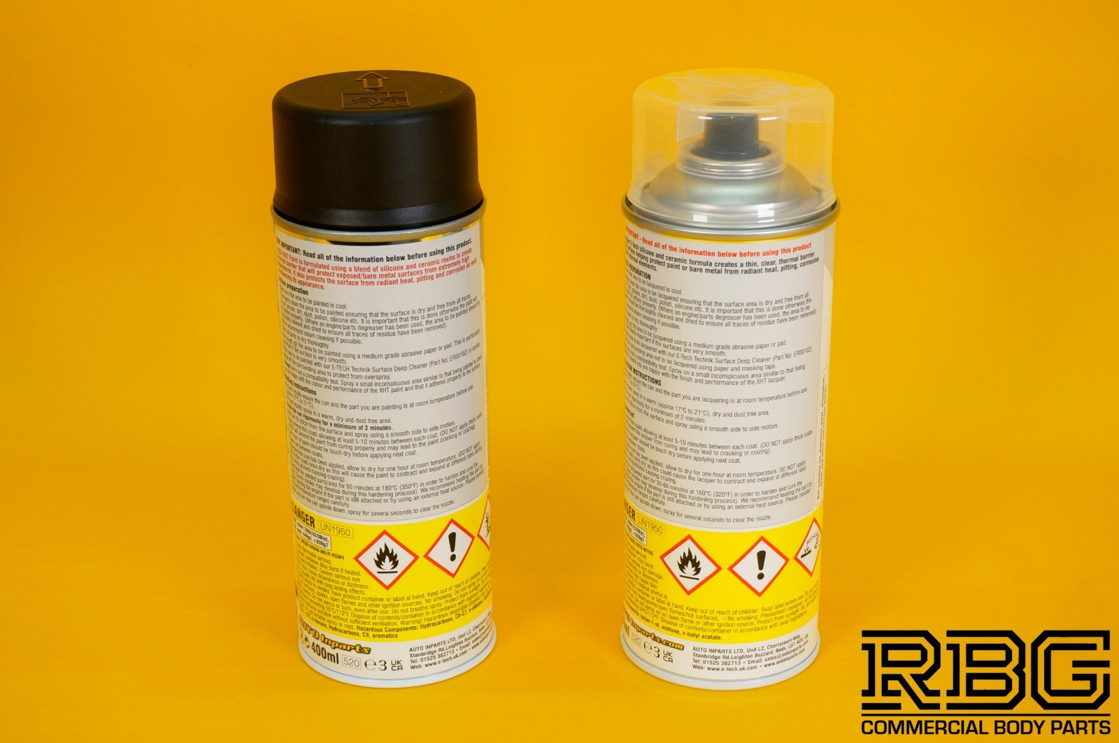 Extremely High Temperature Paint BLACK + CLEAR COAT LACQUER 400ml E-TECH XHT Car