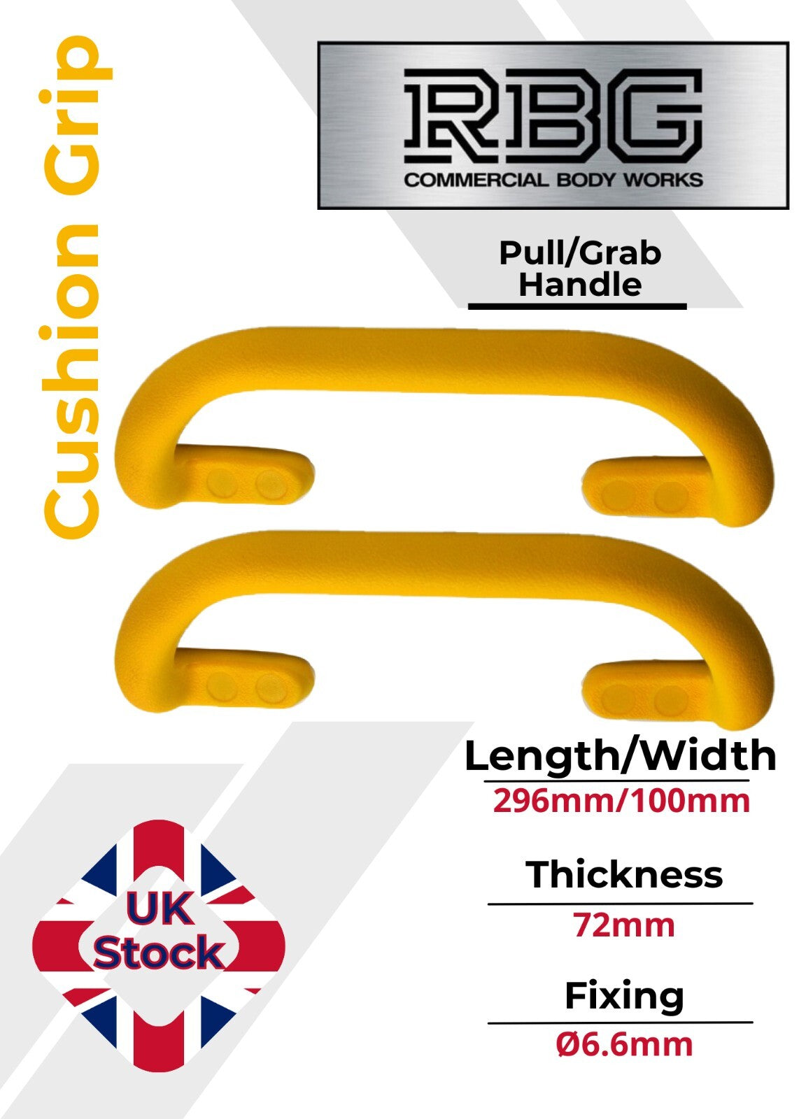 1x Large Steel Core, Soft Grip Grab Pull Handle YELLOW Trucks Trailers Buses...