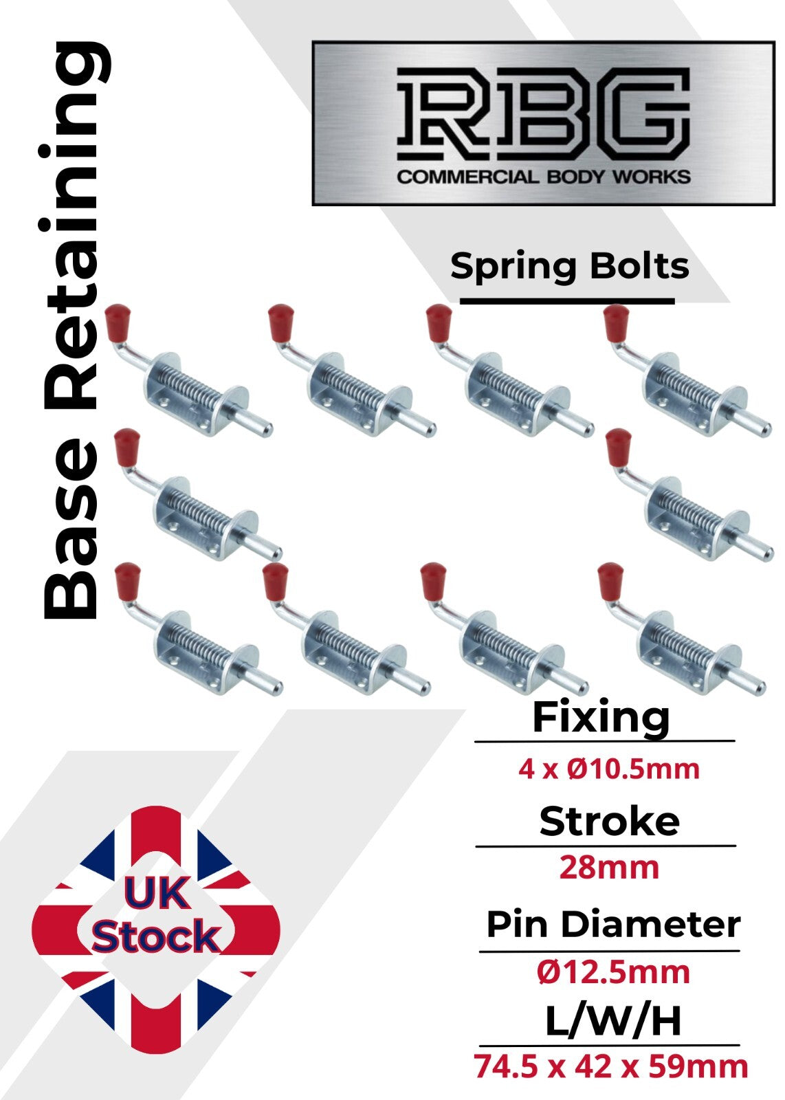 Spring Loaded Retaining Shoot Bolts - Gate Door Catch Stable Horse Box Trailer