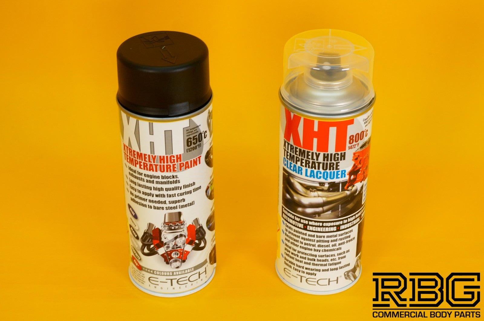 Extremely High Temperature Paint BLACK + CLEAR COAT LACQUER 400ml E-TECH XHT Car