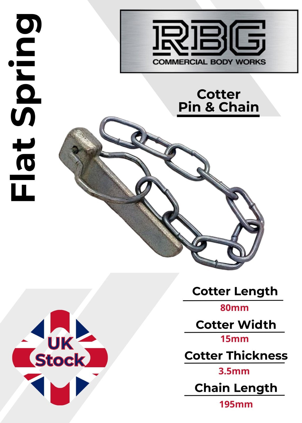 2x Flat Sword Cotter Pin & Chain + BOLT-ON Lugs / Pegs Trailer Truck Tail Gates