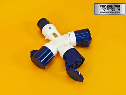 3 Way Hook-Up Splitter 230V 16 Amp Mains Electric Adaptor for Camping Caravan UK