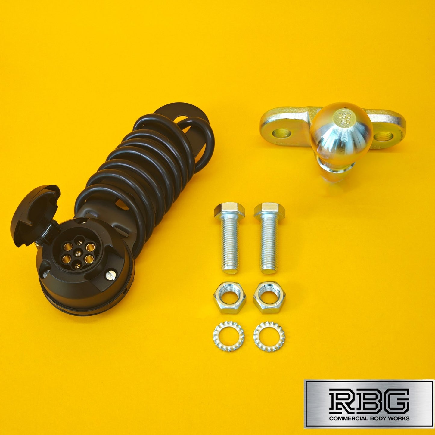 Tow Ball + Socket Assembly 12N 7 Pin 50mm Tow Hitch Gold E Approved Caravan UK
