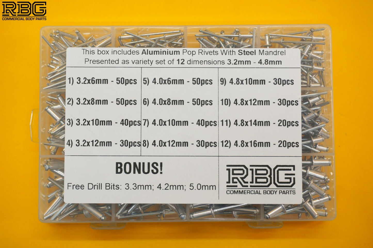 Blind Pop Rivets Assorted Aluminium Head Steel Shank 12Sizes + DORMER DRILL BITS