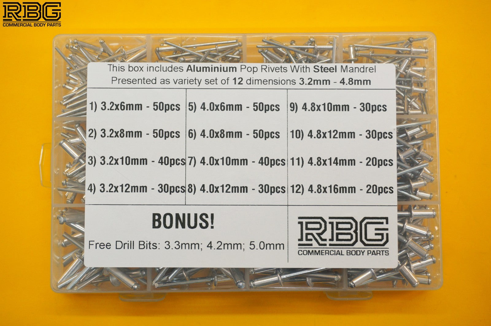 Blind Pop Rivets Assorted Aluminium Head Steel Shank 12Sizes + DORMER DRILL BITS