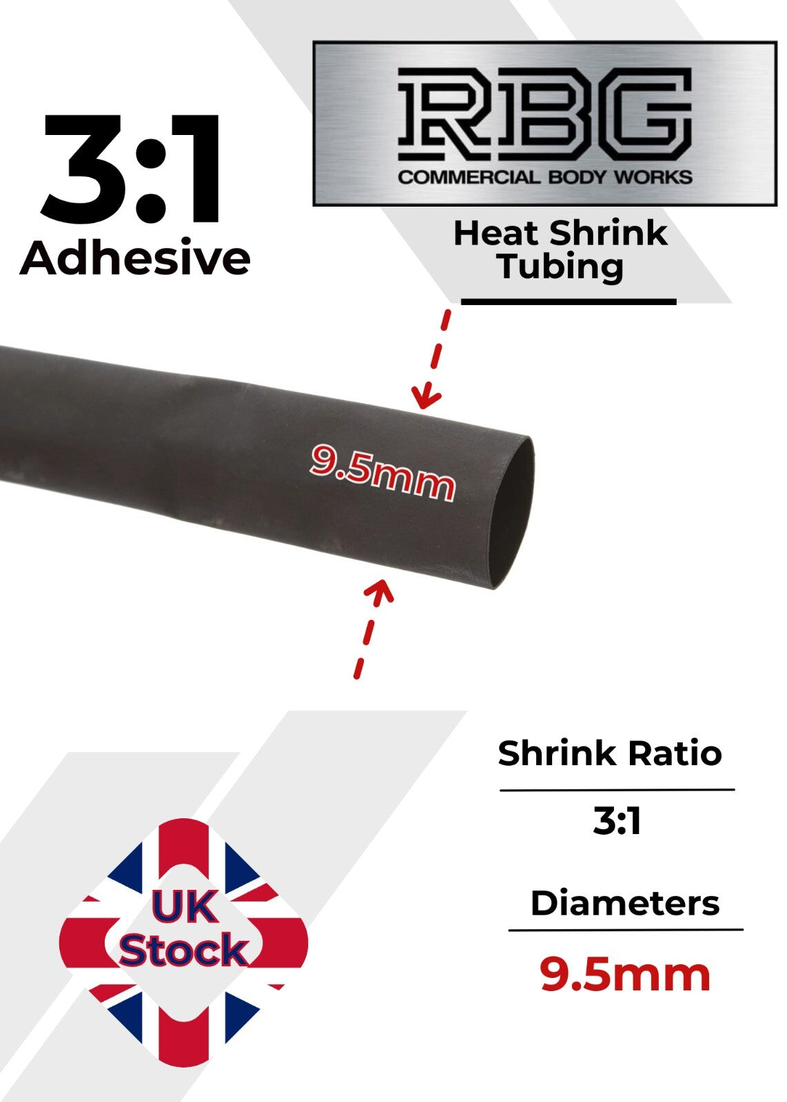 ADHESIVE HEAT SHRINK TUBE 3:1 BLACK HIGH QUALITY SHRINKS: 1M,5M,10M,20M,50M,100M
