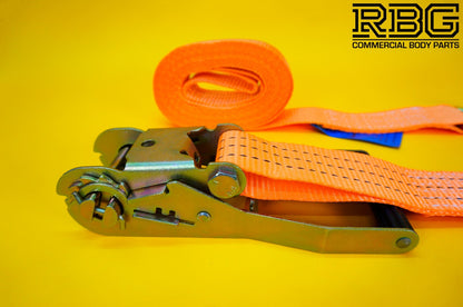 Ratchet Tie Down Strap 3Ton 50mm High-Visibility Orange 6m Lashing Cargo Safety