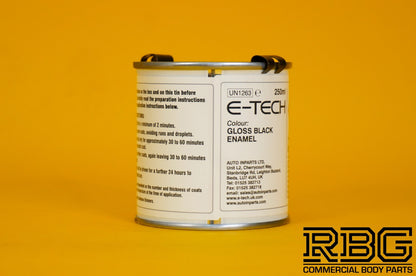 Engine Enamel BLACK Paint Gloss E-TECH High 250ml Resistant for Car Motorbike