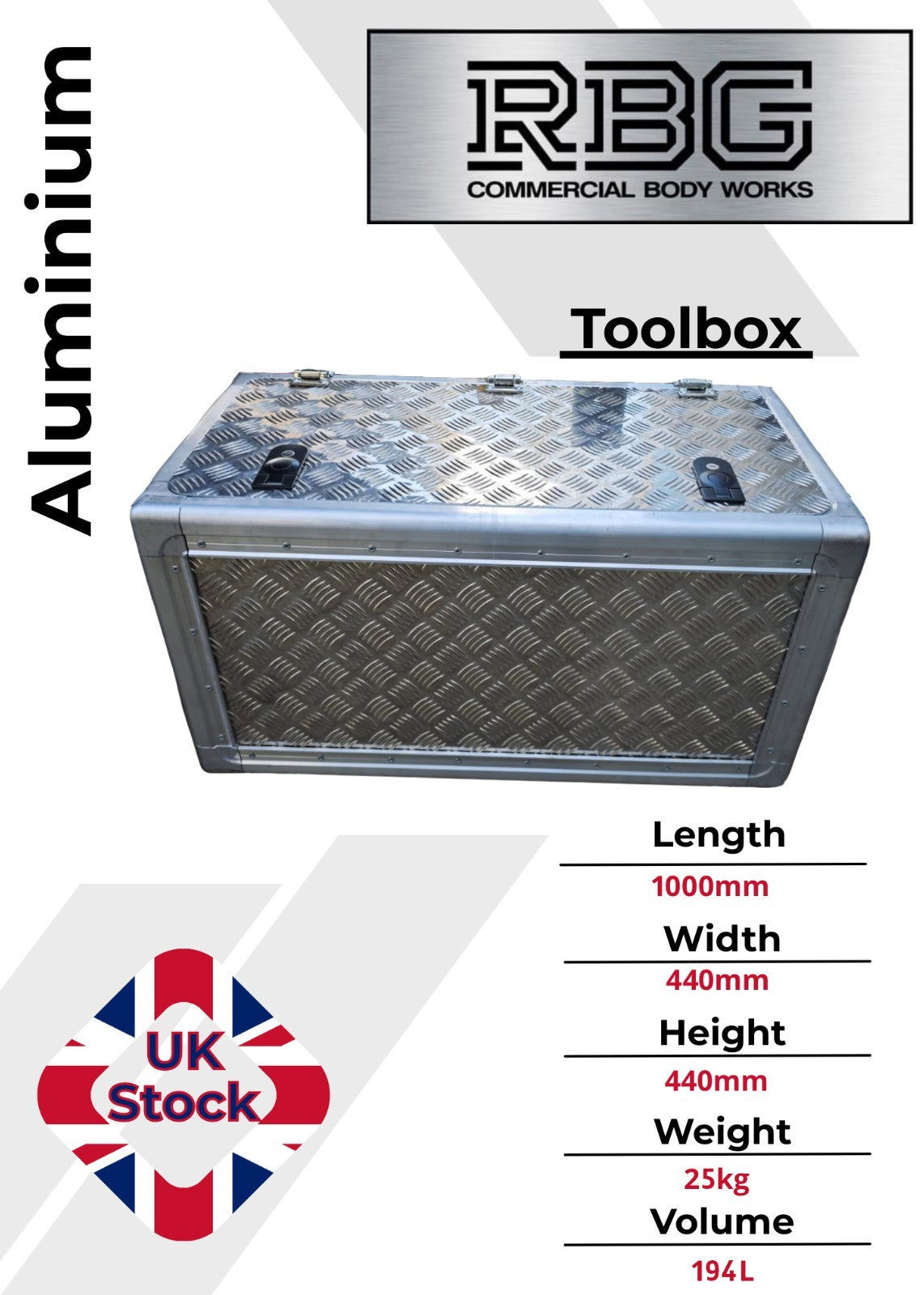 Aluminium Toolbox Storage Box Lockable Large - Ford Transit Trucks FREE POSTAGE!