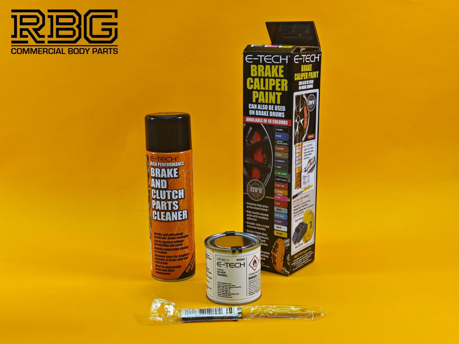 Brake Caliper Paint Kit SILVER Paint + Cleaner + Brush E-TECH For Car Vehicle UK