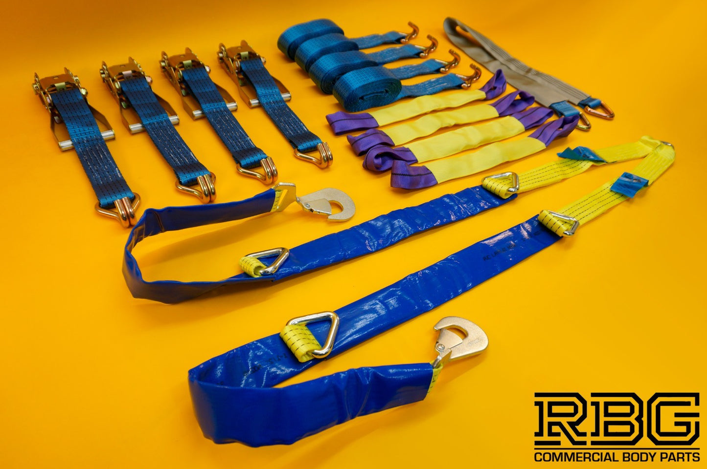 Ratchet Tie Down Strap 4x + Winching Assistance Strap 1.5m + Axle Recovery Strap
