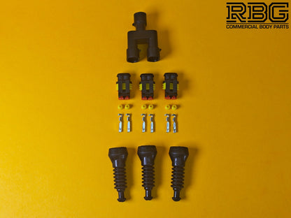 3 Way SuperSeal Splitter + 3x Connector Kit 2 Pin With Protective Boot Male