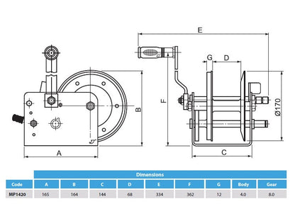2000Lb Professional Hand Winch 900Kg With Hand Brake Dual Speed Heavy Duty UK