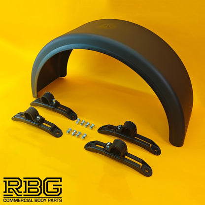 Single Wheel Round Mudguard + Brackets with Plastic Clasp 840x270mm Domar Truck