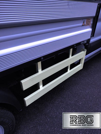 Ford Transit double cab crash rails. Side guards with corner pillars.