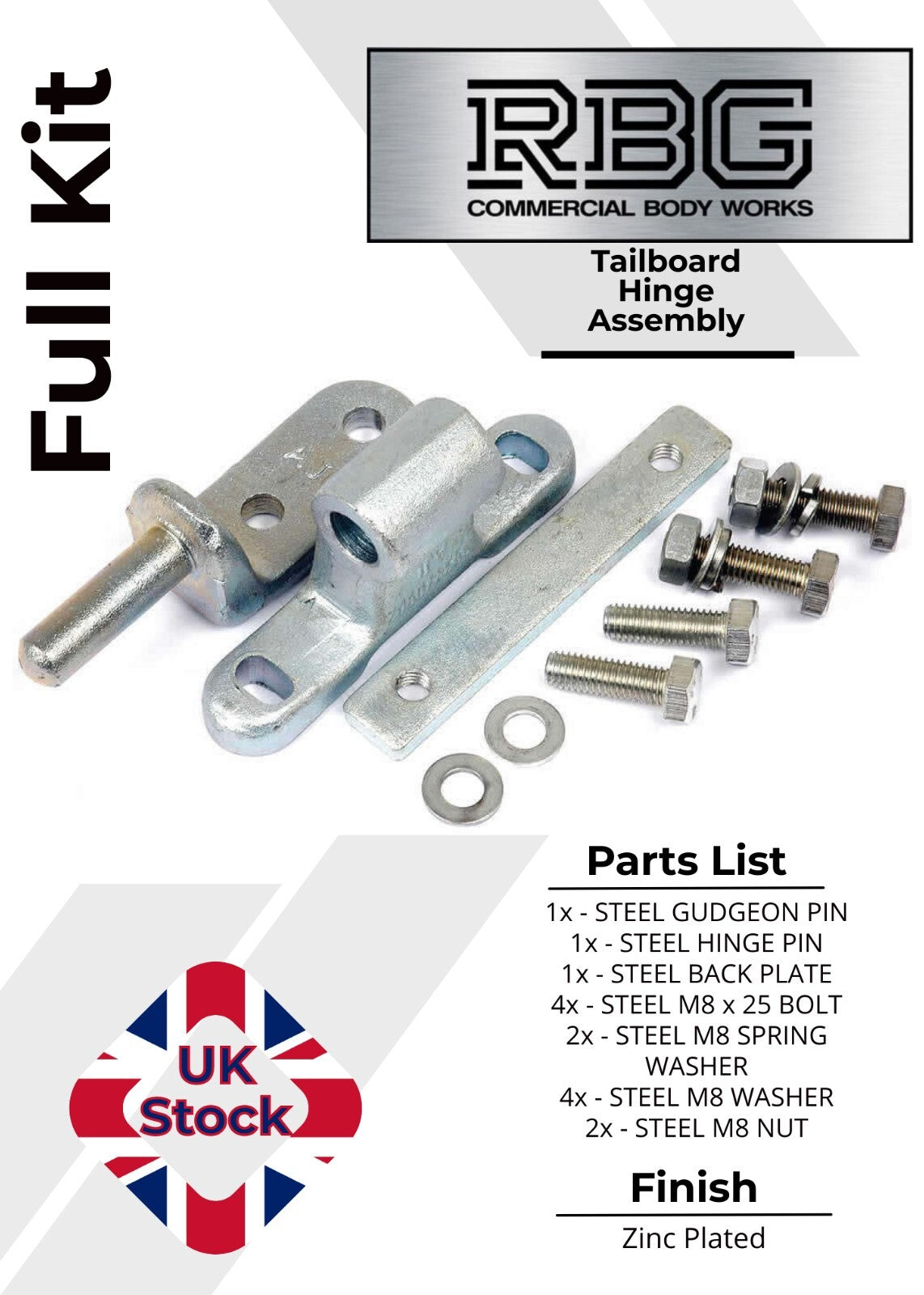 Tailgate Hinge Assembly Set/Kit for Tailboard, Tippers, Trucks, Trailers, Skips