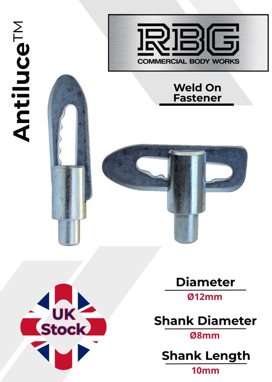 Antiluce™ Fasteners, Z/P Drop Lock Horsebox, Trailer, Pickup Tailgate Anti-Luce